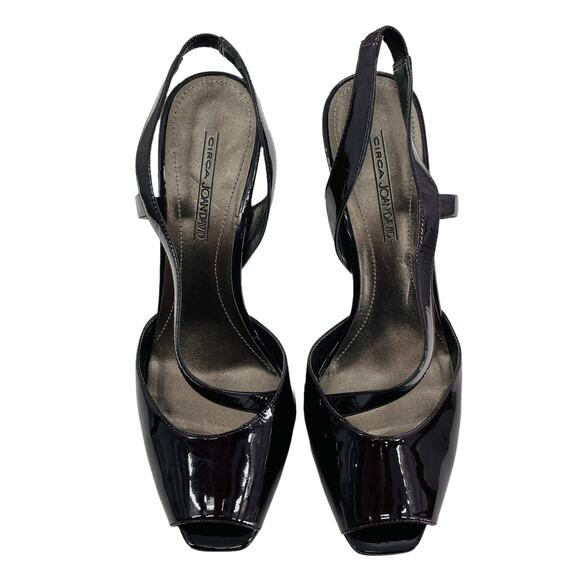 CIRCA JOAN & DAVID Wine Patent Leather Sandals Slingback Stiletto Heels 9.5 - Picture 2 of 12
